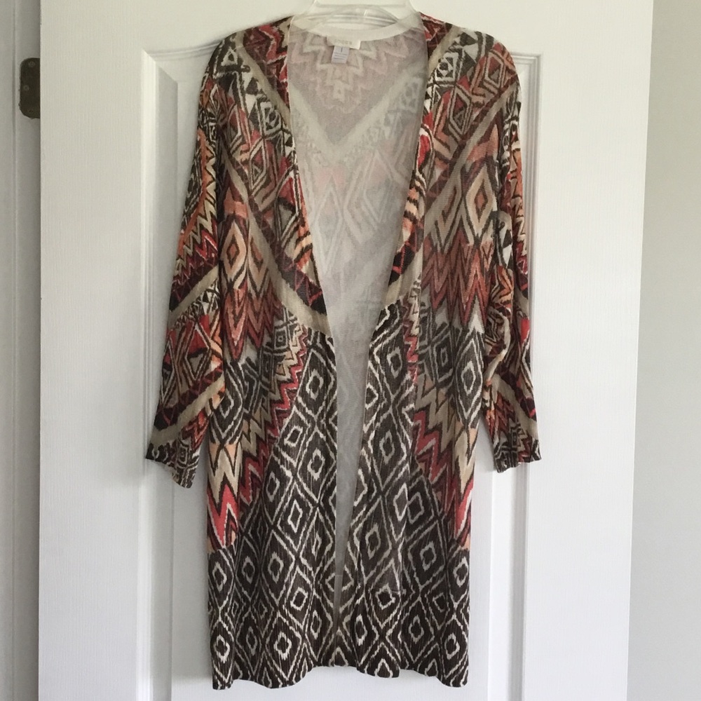CHICO’S Patterned Open-Front Cardigan Sweater - size XL